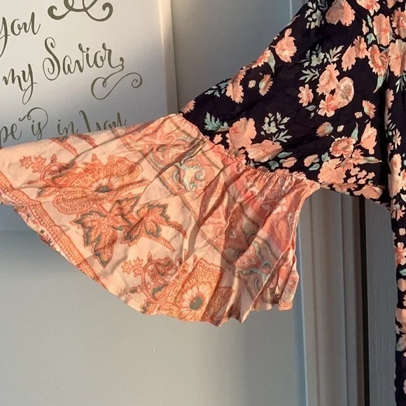 Selfie Leslie Floral Wrap Dress large maxi bohemian ruffle size L cottagecore - Picture 14 of 16